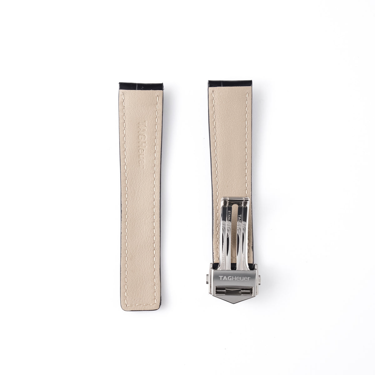 Genuine TAG Heuer Carrera Black Alligator Strap 20mm / 18mm | FC6266 with Steel Folding Clasp