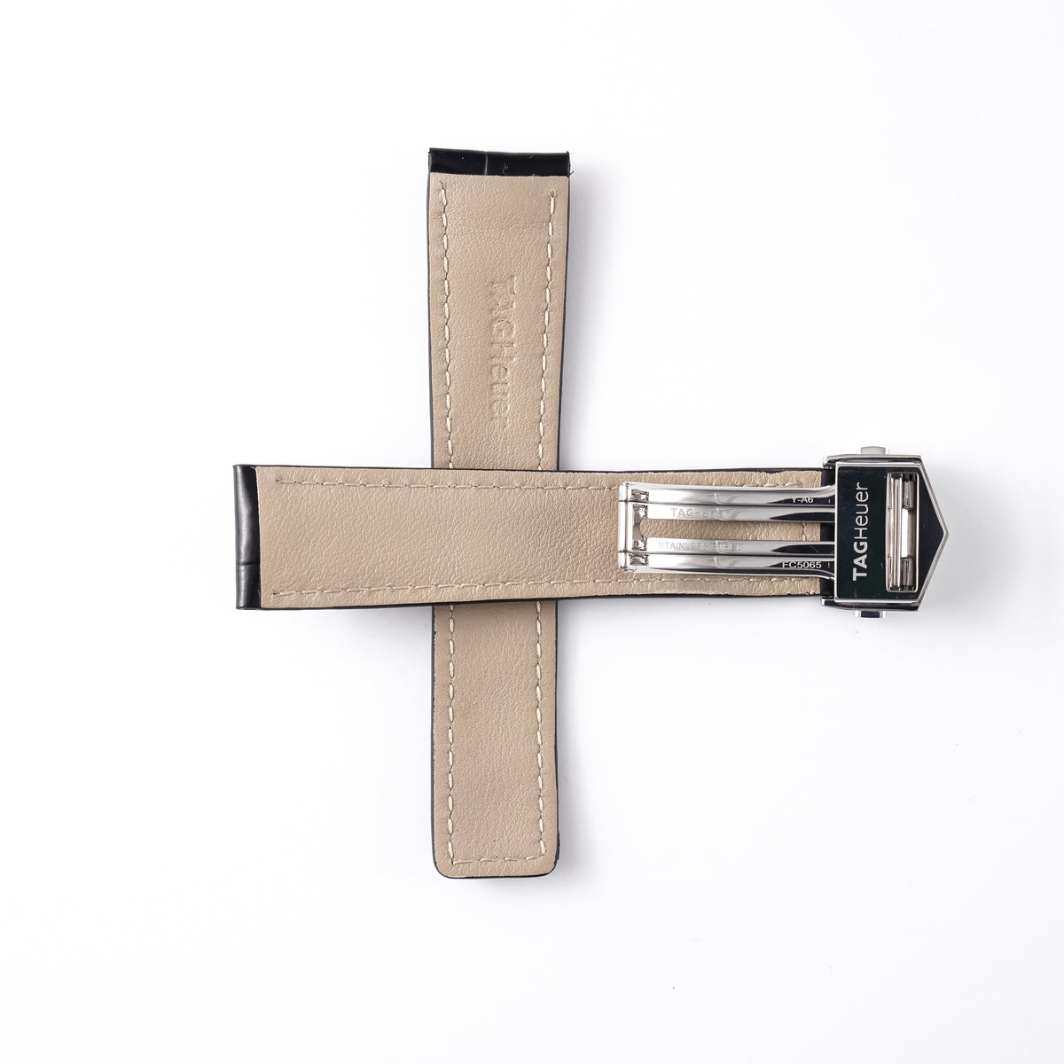 Genuine TAG Heuer Carrera Black Alligator Strap 20mm / 18mm | FC6266 with Steel Folding Clasp