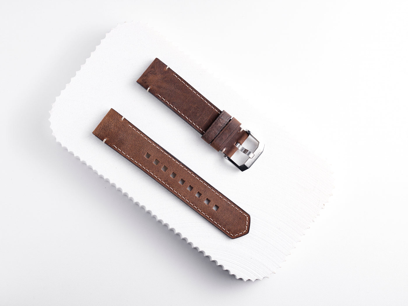 Autavia Dark Chestnut Beige Stitch Calf Strap | 21mm |  WBE5110