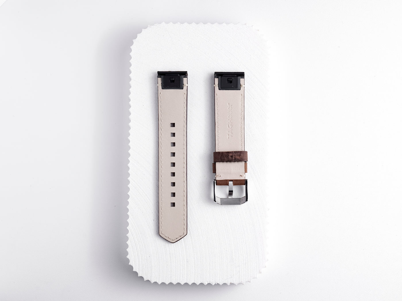 Autavia Dark Chestnut Beige Stitch Calf Strap | 21mm |  WBE5110