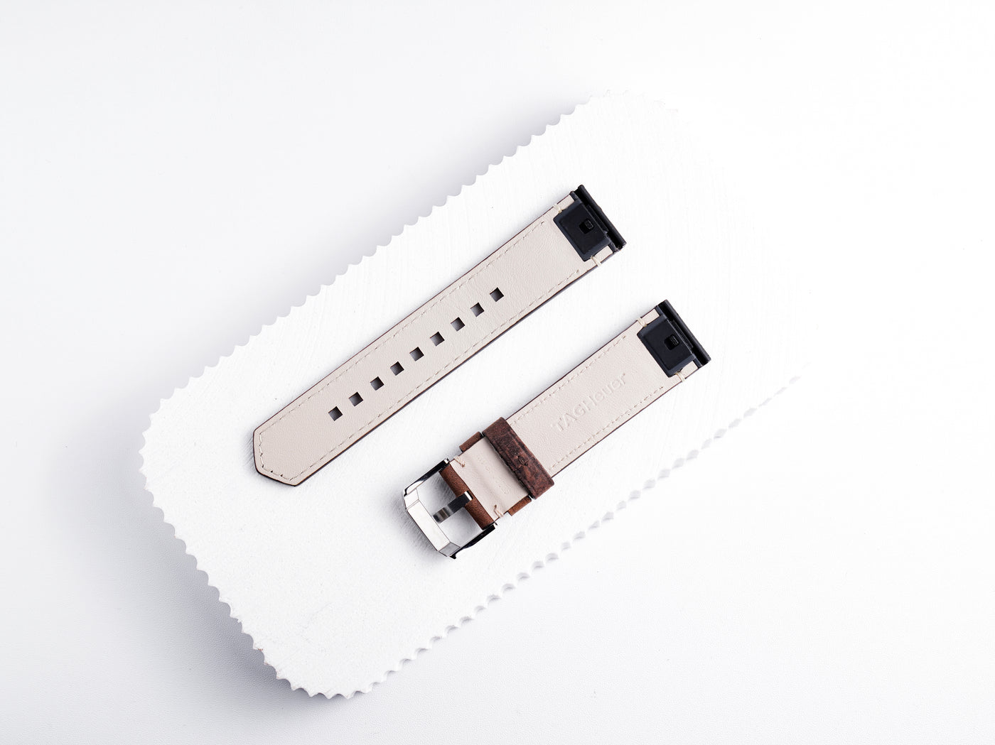Autavia Dark Chestnut Beige Stitch Calf Strap | 21mm |  WBE5110