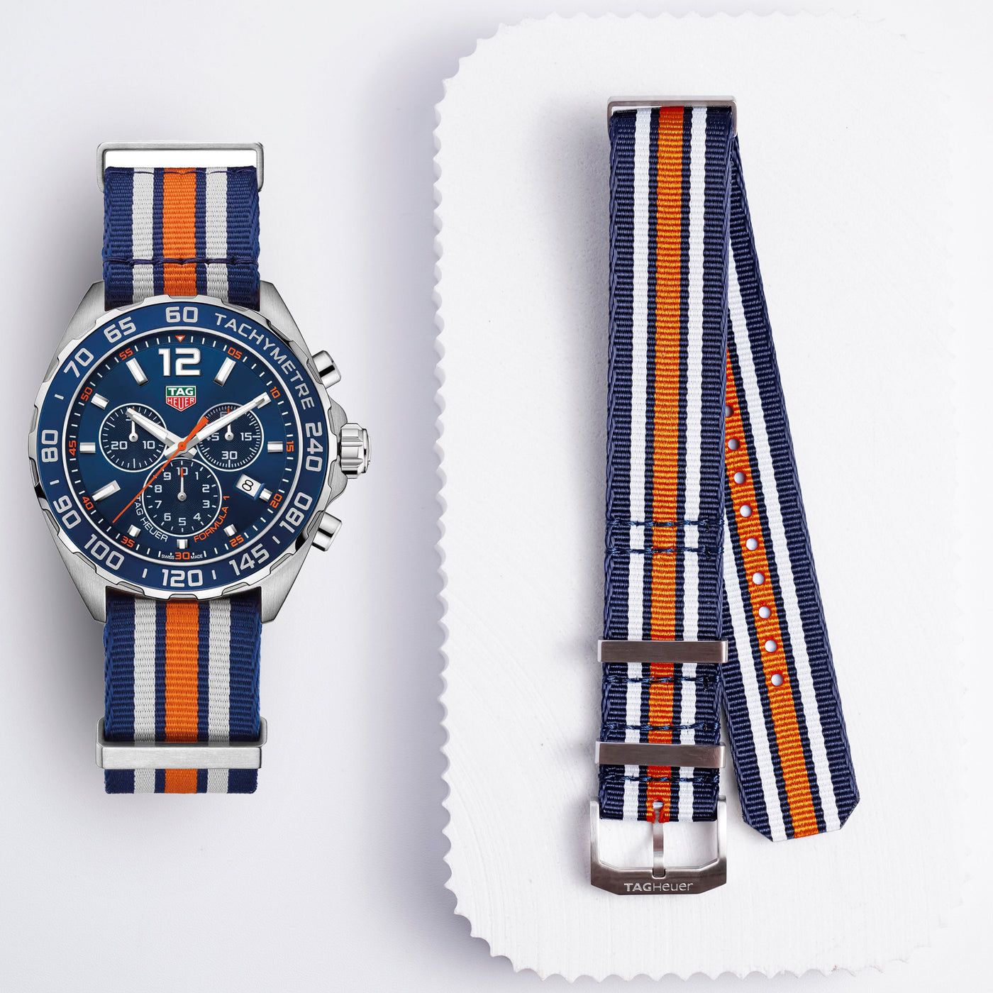 Formula 1 Fabric Strap | 21mm Blue Grey Orange | FC8196