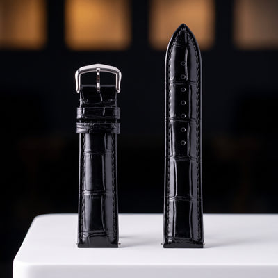Cartier Black Alligator-Embossed Calfskin Strap 20mm with Tang Buckle | Genuine OEM KD1LSK96