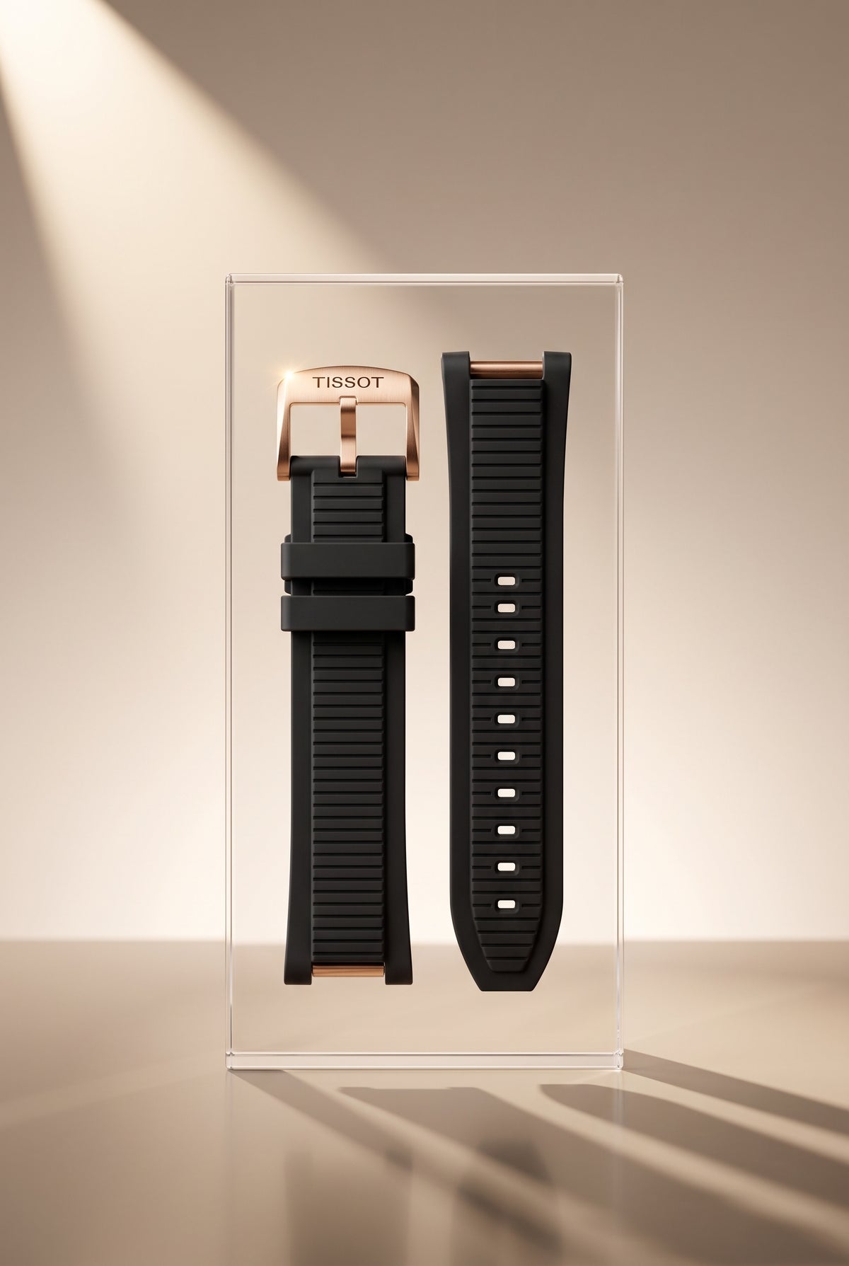 Tissot T-Race 45mm Black Rubber Strap | Rose Gold PVD Hardware | Fits 45mm T-Race | T141.417 / T141417A | OEM T603048543