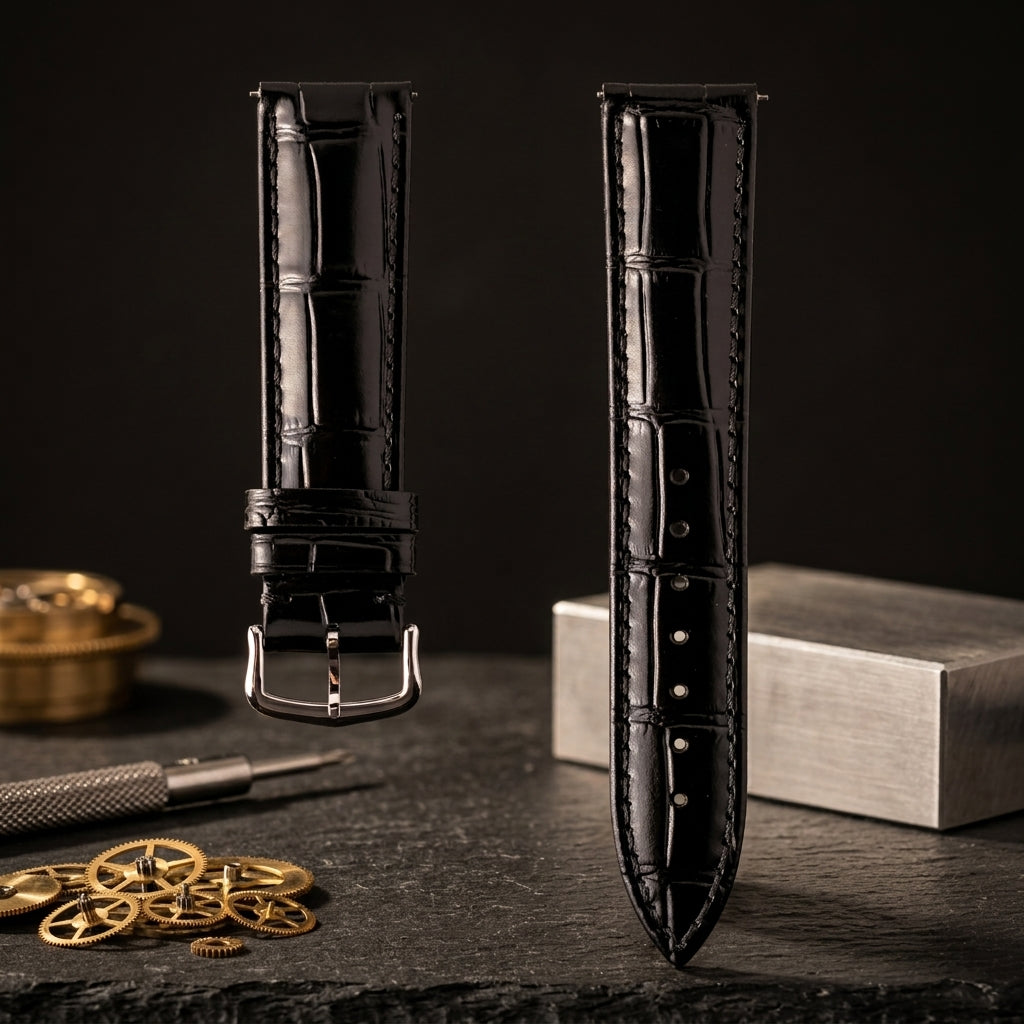 Cartier Black Alligator-Embossed Calfskin Strap 20mm with Tang Buckle | Genuine OEM KD1LSK96