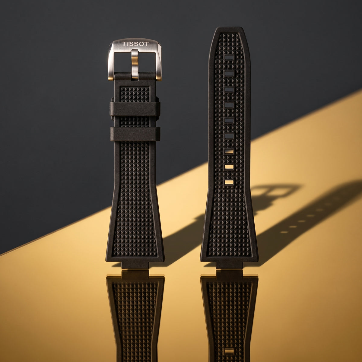 Tissot PRX 40mm Black Waffle-Textured Rubber Strap Fits 40mm  | Genuine OEM T852048462 / T137410A