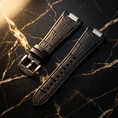 Tissot PRX 40mm Black Alligator-Embossed Leather Strap | Genuine OEM T852047562 / T610047563