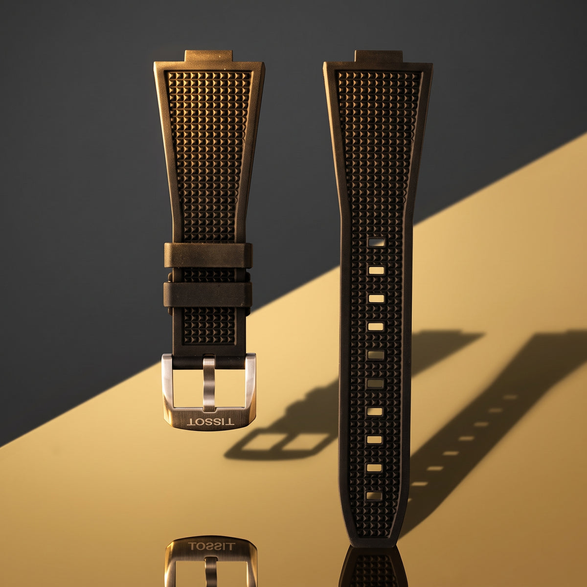 Tissot PRX 40mm Black Waffle-Textured Rubber Strap Fits 40mm  | Genuine OEM T852048462 / T137410A