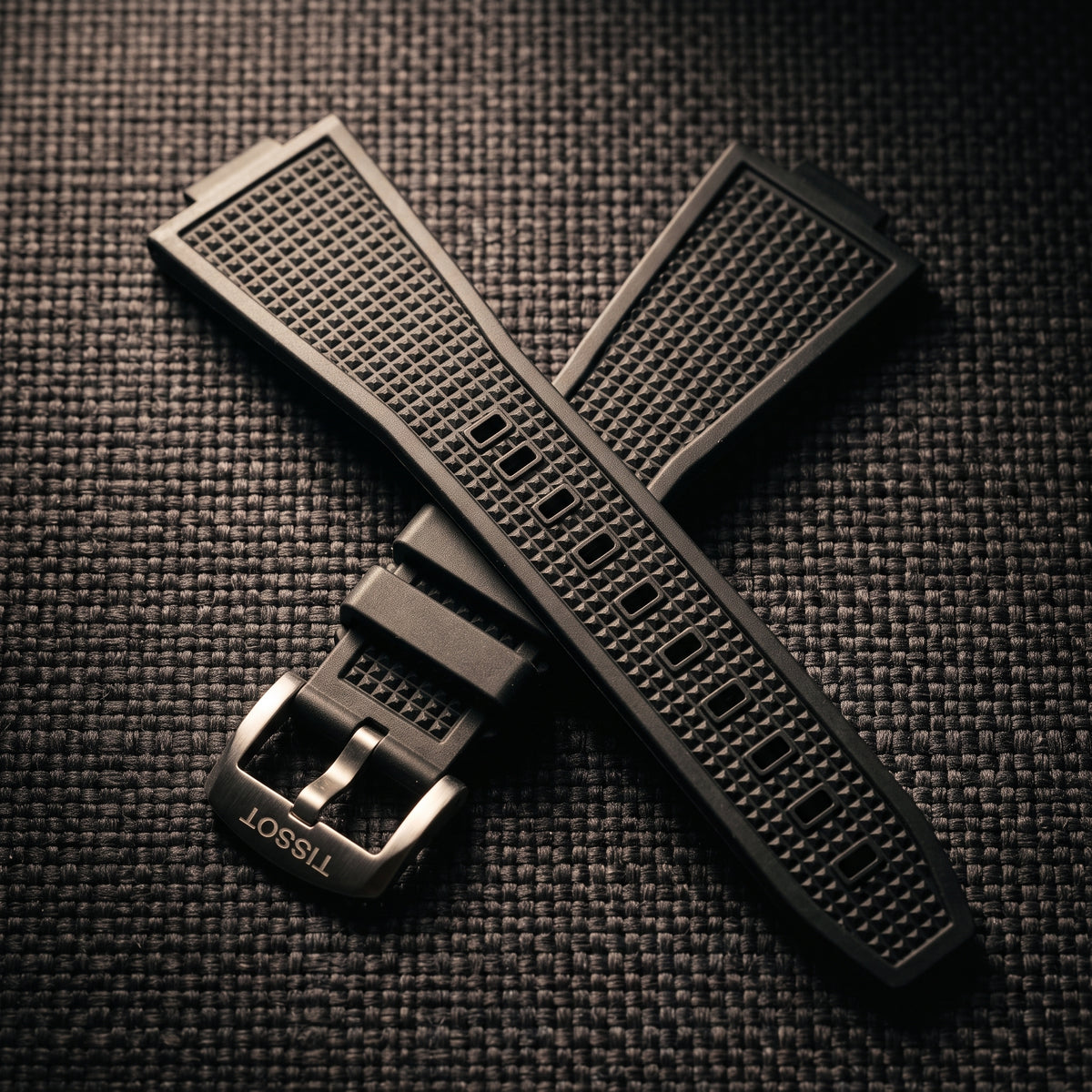 Tissot PRX 40mm Black Waffle-Textured Rubber Strap Fits 40mm  | Genuine OEM T852048462 / T137410A