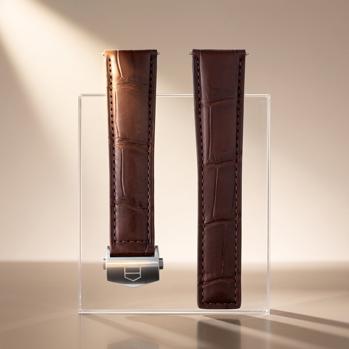 TAG Heuer Aquaracer 43mm Brown Alligator Leather & Rubber Strap 21.5mm | Genuine OEM FC6474 / FC5065