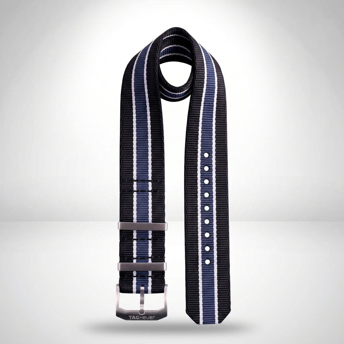 TAG Heuer Formula 1 Blue & Black Striped Nylon NATO Strap 22mm | Genuine OEM FC8197