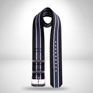 TAG Heuer Formula 1 Blue & Black Striped Nylon NATO Strap 22mm | Genuine OEM FC8197