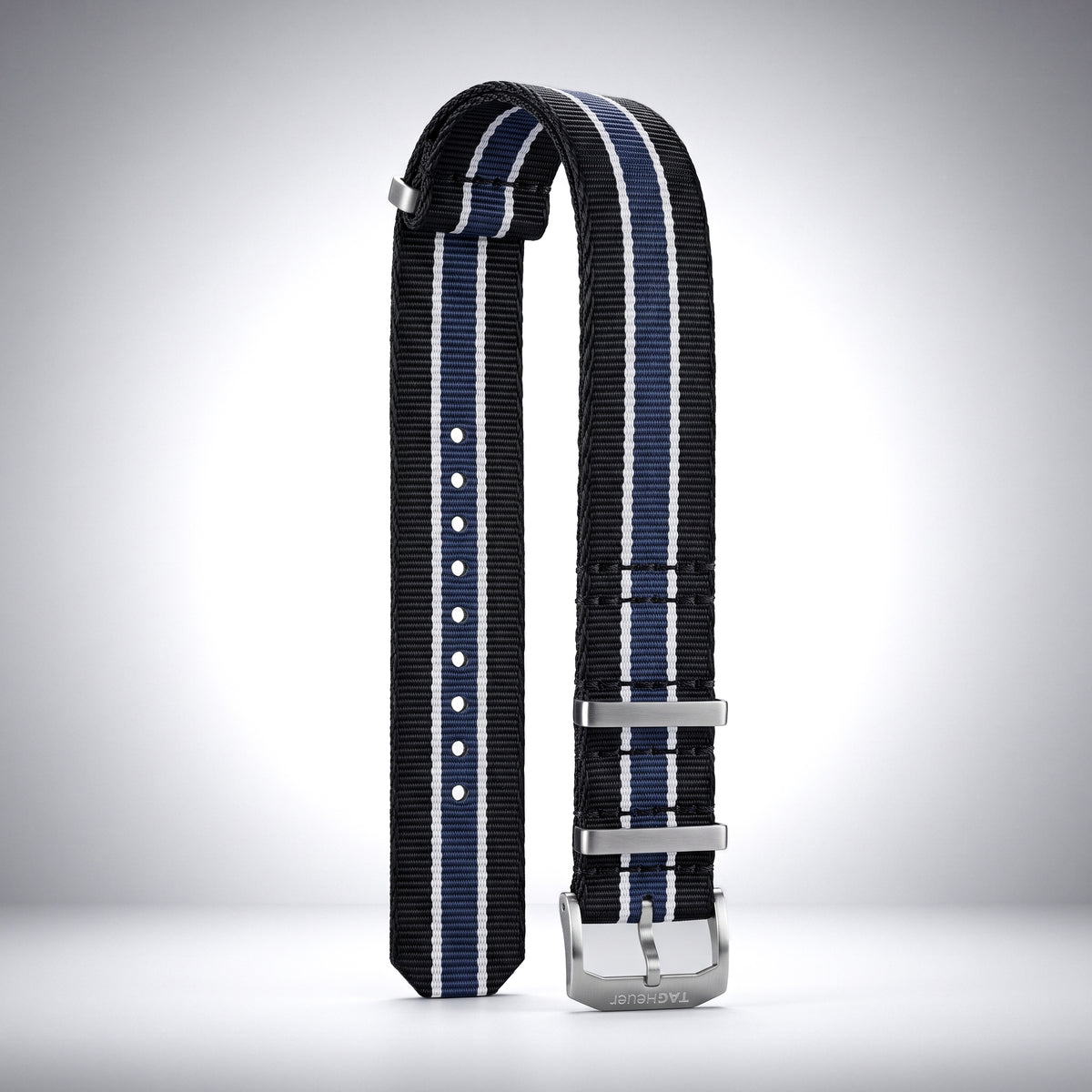 TAG Heuer Formula 1 Blue & Black Striped Nylon NATO Strap 22mm | Genuine OEM FC8197
