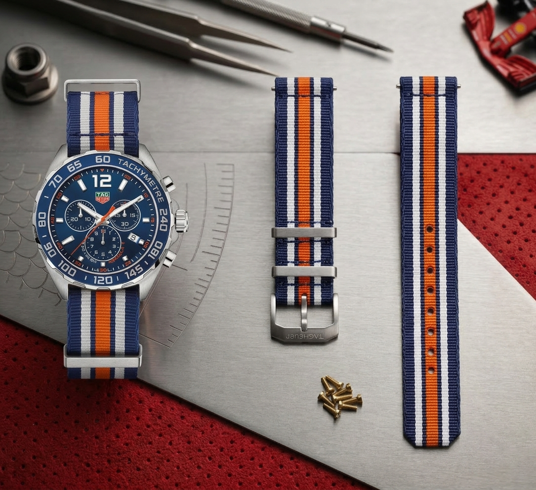 Formula 1 Fabric Strap | 21mm Blue Grey Orange | FC8196