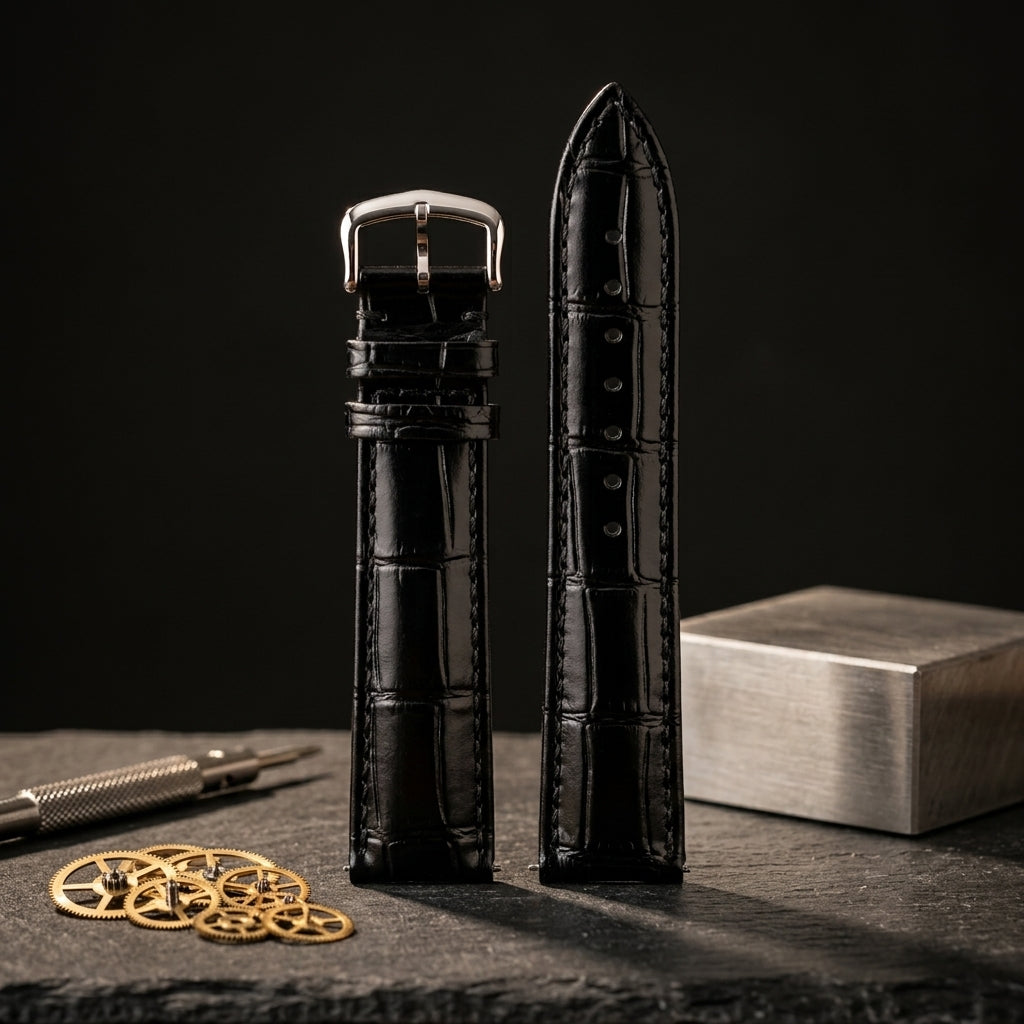 Cartier Black Alligator-Embossed Calfskin Strap 20mm with Tang Buckle | Genuine OEM KD1LSK96