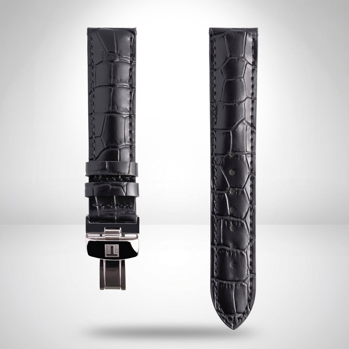 Tissot Le Locle 19mm PRC 200 Black Alligator-Embossed Leather Strap | OEM T852013405