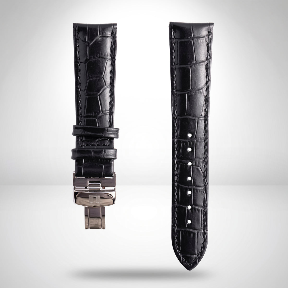 Tissot Gentleman 21mm Black Leather Strap & Butterfly Clasp | OEM T852041858