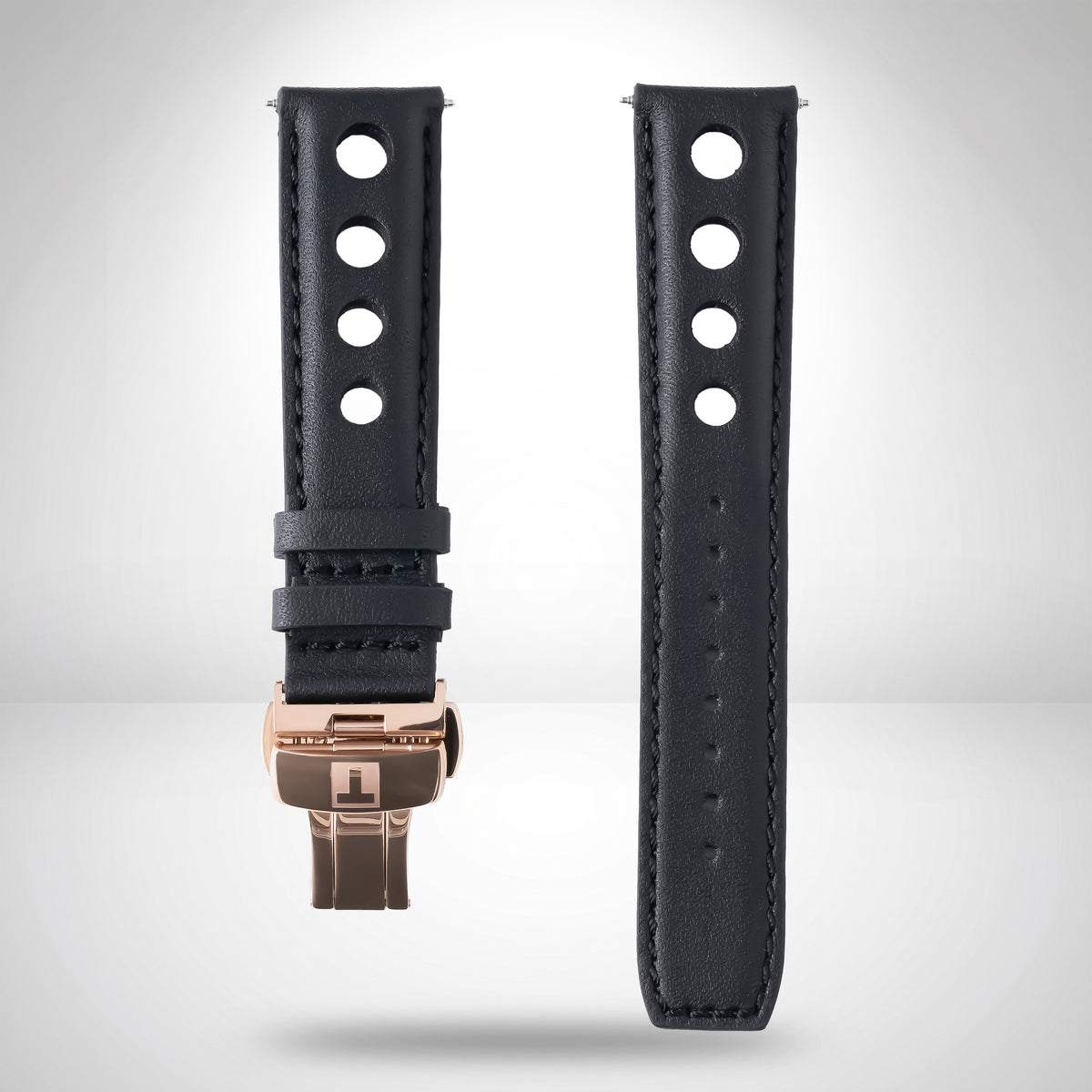 Tissot Heritage PR 516 Black Perforated Leather Rally Strap 20mm | Genuine OEM T600032025 / T640.22 AB