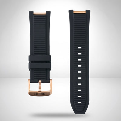 Tissot T-Race 45mm Black Rubber Strap | Rose Gold PVD Hardware | Fits 45mm T-Race | T141.417 / T141417A | OEM T603048543