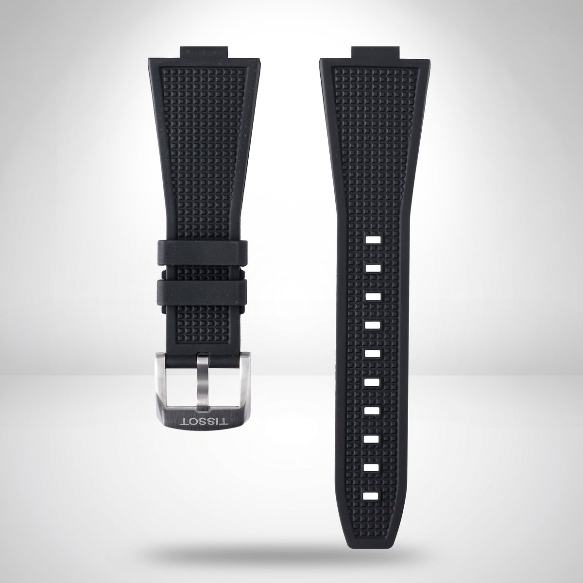 Tissot PRX 40mm Black Waffle-Textured Rubber Strap Fits 40mm  | Genuine OEM T852048462 / T137410A
