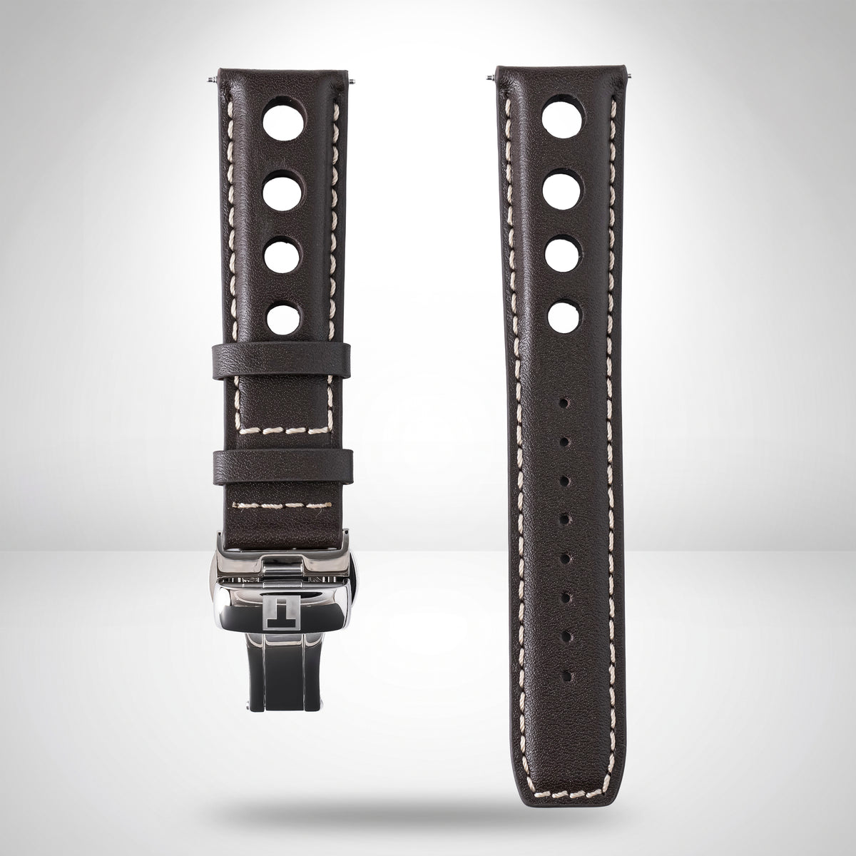 Tissot PRS 516 Heritage PR 516 Dark Brown Perforated Leather Rally Strap 20mm | Genuine OEM T610038460 / T610014547