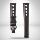 Tissot PRS 516 Heritage PR 516 Dark Brown Perforated Leather Rally Strap 20mm | Genuine OEM T610038460 / T610014547