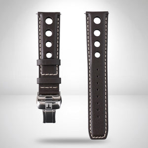 Tissot PRS 516 Heritage PR 516 Dark Brown Perforated Leather Rally Strap 20mm | Genuine OEM T610038460 / T610014547