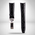 IWC Schaffhausen Portugieser Black Genuine Alligator Curved-End Strap 22mm Probus Scafusia Folding Clasp | Genuine OEM DRBN