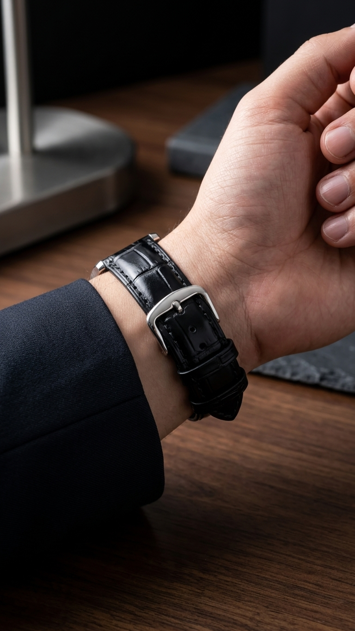 Cartier Black Alligator-Embossed Calfskin Strap 20mm with Tang Buckle | Genuine OEM KD1LSK96