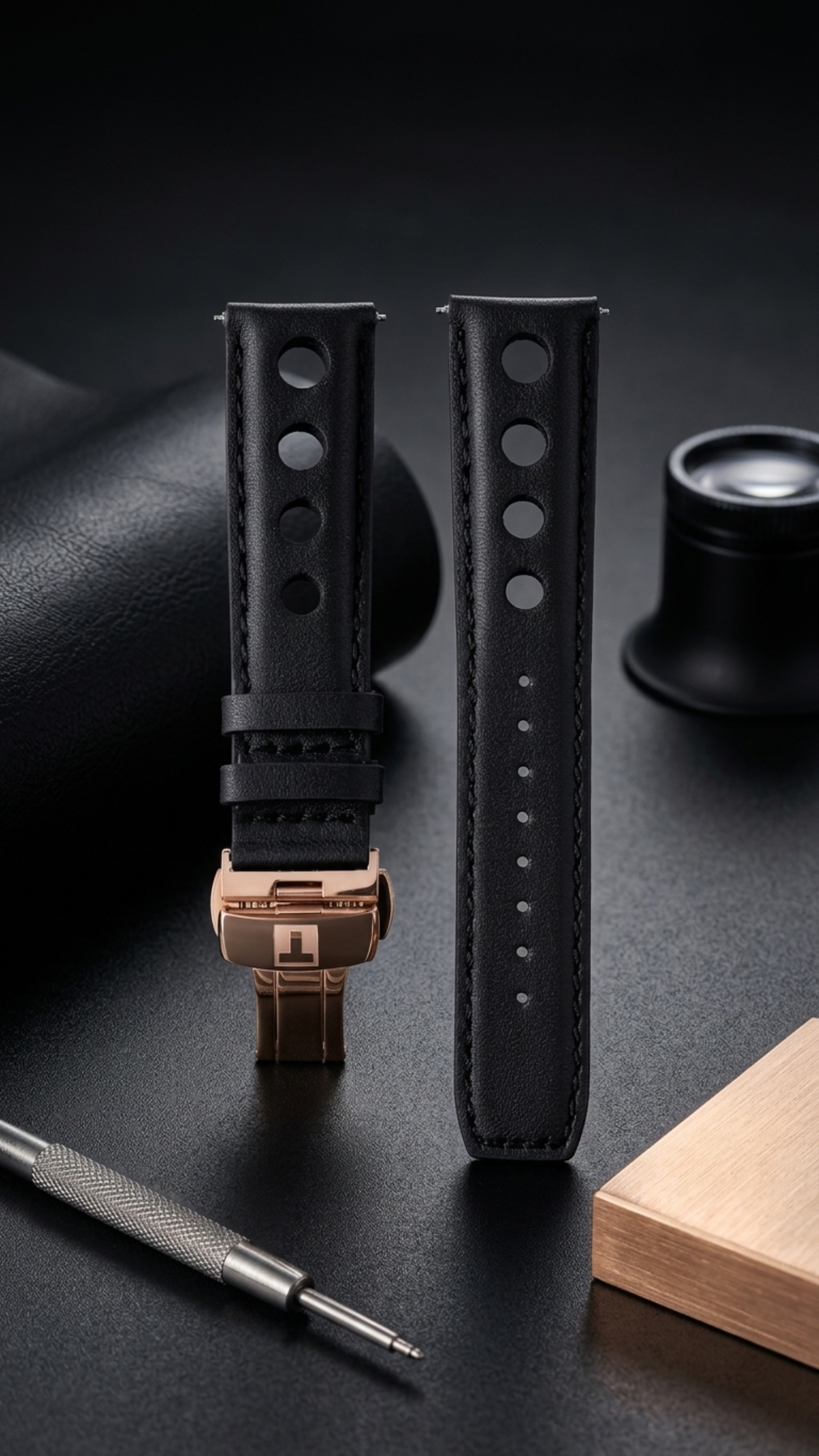 Tissot Heritage PR 516 Black Perforated Leather Rally Strap 20mm | Genuine OEM T600032025 / T640.22 AB
