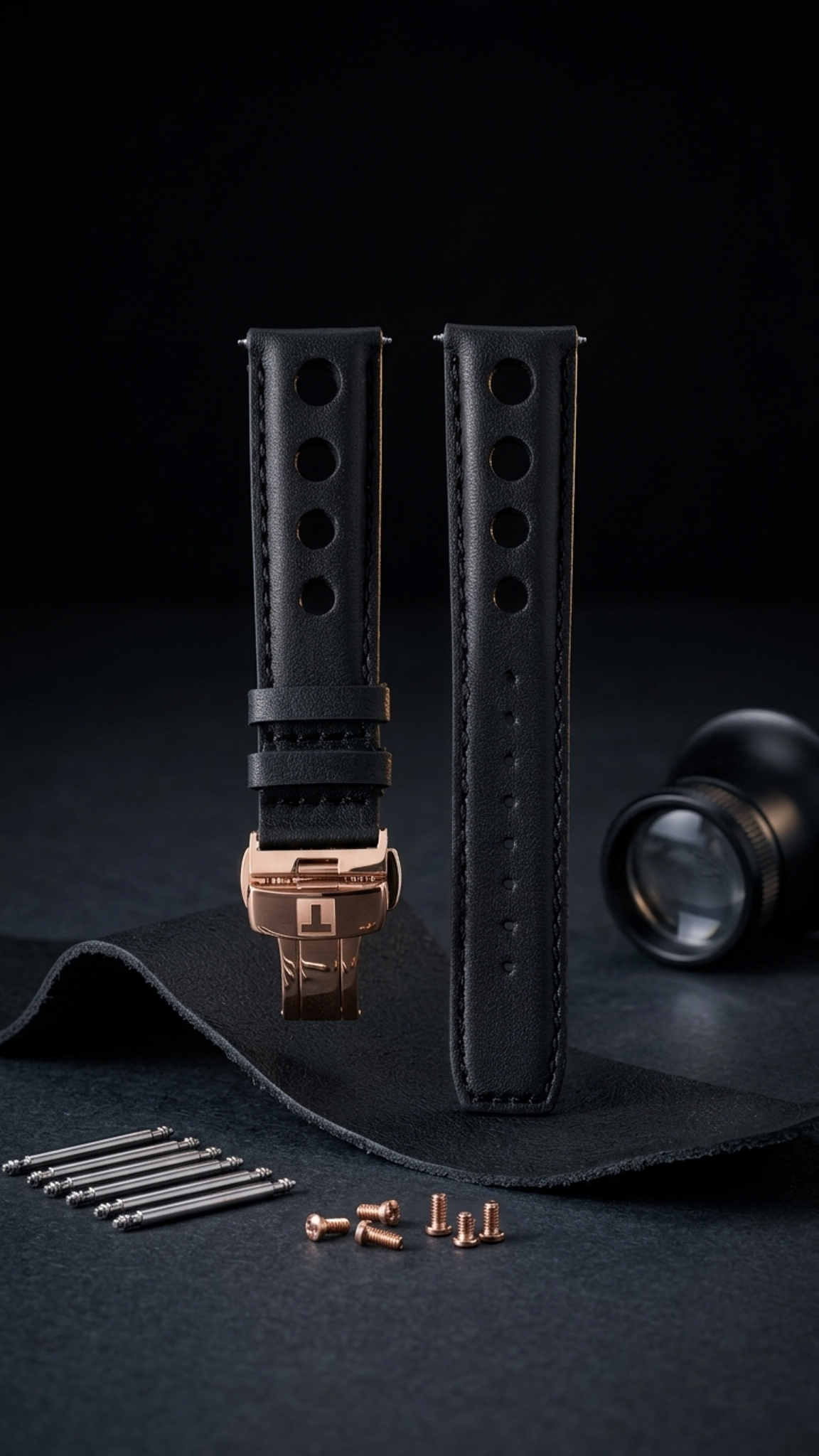 Tissot Heritage PR 516 Black Perforated Leather Rally Strap 20mm | Genuine OEM T600032025 / T640.22 AB